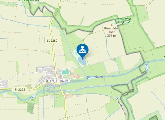 Map of BADESEE IRMELSHAUSEN HOECHHEIM IRMELSHAUSEN BADEZONE EINLAUF