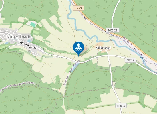 Map of Badesee Burgwallbach Schoenau Adbrend Burgwallbach Westufer