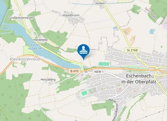 Map of NATURBAD RUSSWEIHER ESCHENBACH IDOPF EINSTIEG LIEGEWIESE