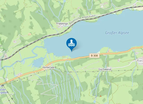 Map of GROSSER ALPSEE IMMENSTADT IALLGAEU LANDKREISBADESTELLE AN DER B 308