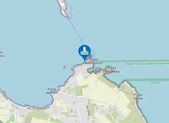 Map of SPIAGGIA VILL.MINARETO-KM 0,5 FARO P.CASTELLUCCIO