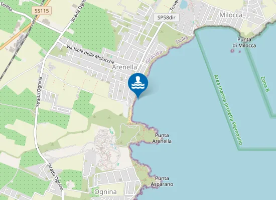 Map of LIDO ARENELLA-KM.0,7 NORD PUNTA ARENELLA