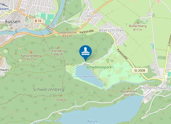 Map of SCHWANSEE SCHWANGAU BADEPLATZ
