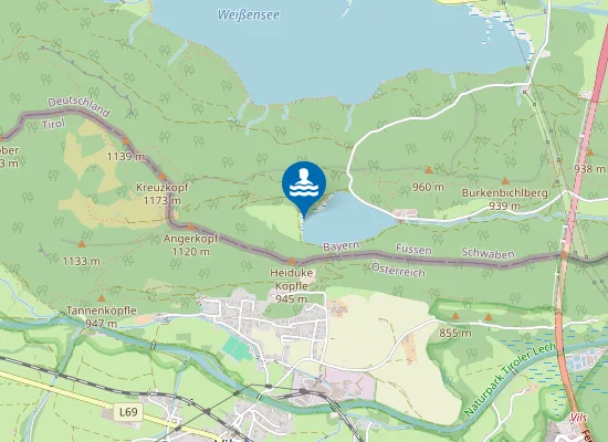 Map of Alatsee Fuessen Nordufer