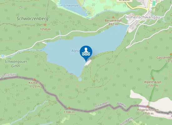 Map of Alpsee Schwangau Badeplatz Alpsee