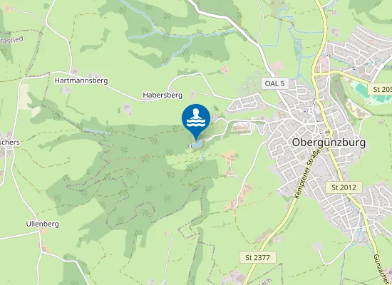 Map of NATURFREIBAD HAGENMOOS OBERGUENZBURG HAGENMOOS