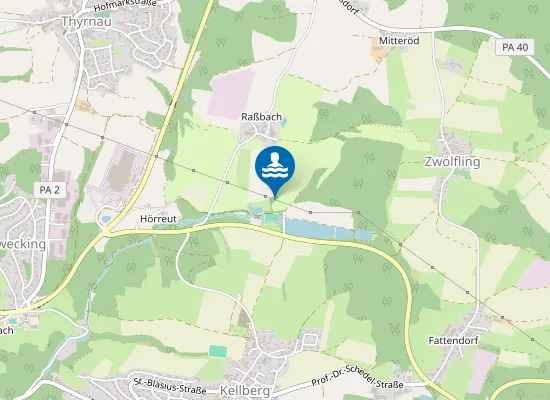 Map of NATURFREIBAD THYRNAU BADESTEG SUEDUFER