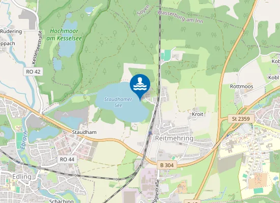 Map of STAUDHAMER SEE WASSERBURG AINN SEEWIES
