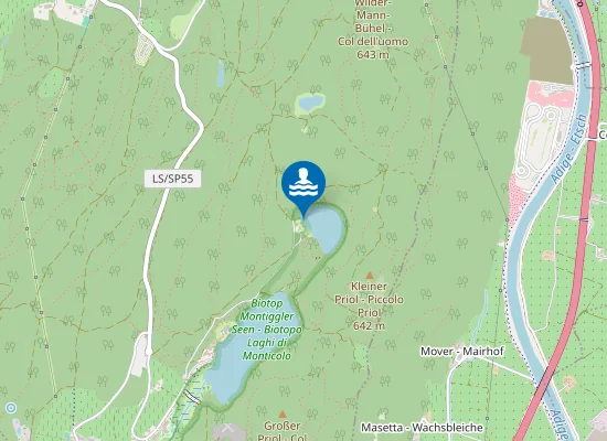 Map of LAGO PICCOLO DI MONTICOLO - DAVANTI AL LIDO