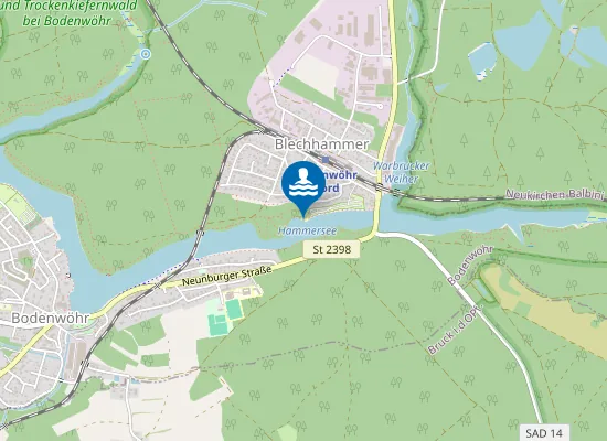 Map of HAMMERSEE BODENWOEHR BADEPLATZ BLECHHAMMER