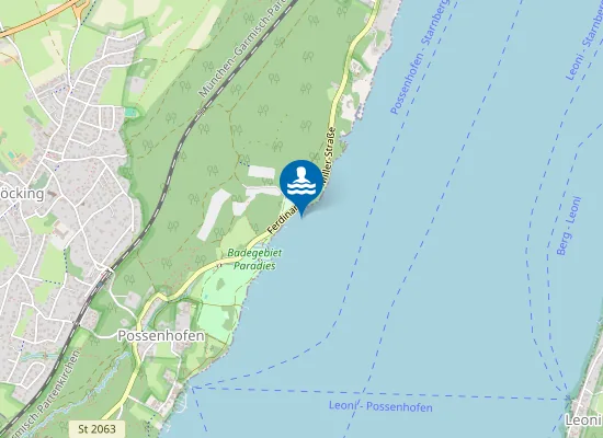 Map of STARNBERGER SEE POECKING POSSENHOFEN