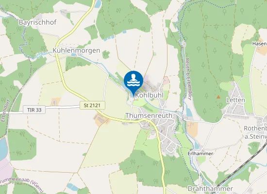 Map of ERLENWEIHER KRUMMENNAAB THUMSENREUTH WASSERWACHT