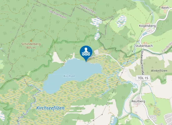 Map of KIRCHSEE SACHSENKAM BADEPLATZ STEG