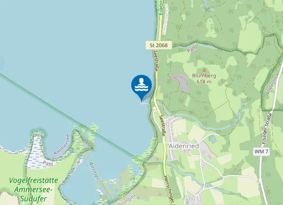 Map of Ammersee Paehl Aidenried Bootssteg Ostseite