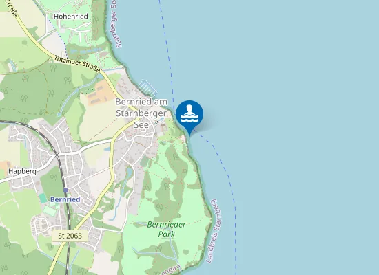 Map of STARNBERGER SEE BERNRIED BADEANSTALT HUBL STEG