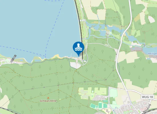 Map of GROSSER BROMBACHSEE PLEINFELD BADESTRAND PLEINFELD