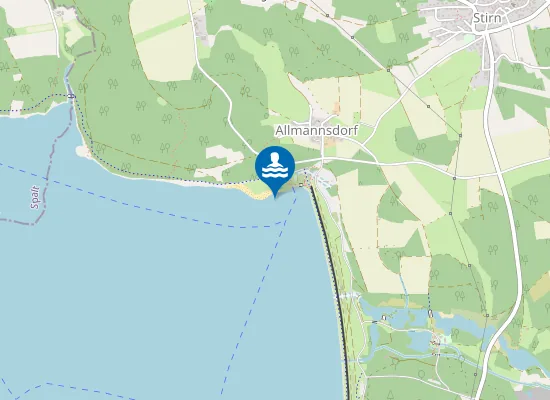 Map of GROSSER BROMBACHSEE PLEINFELD ALLMANNSDORF BADESTRAND ALLMANNSDORF