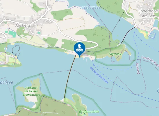 Map of GROSSER BROMBACHSEE ABSBERG BADESTRAND ABSBERG SEESPITZ