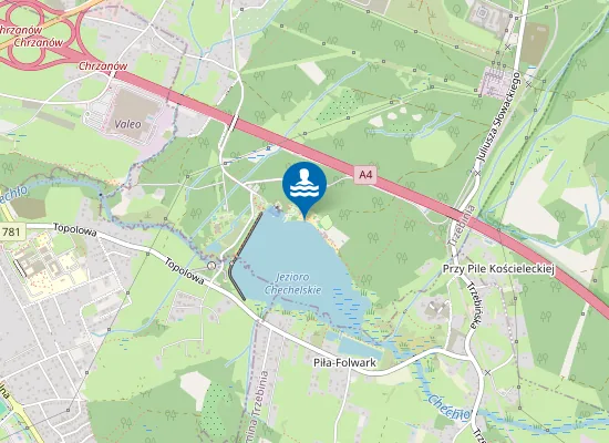 Map of Kąpielisko Chechło - plaża