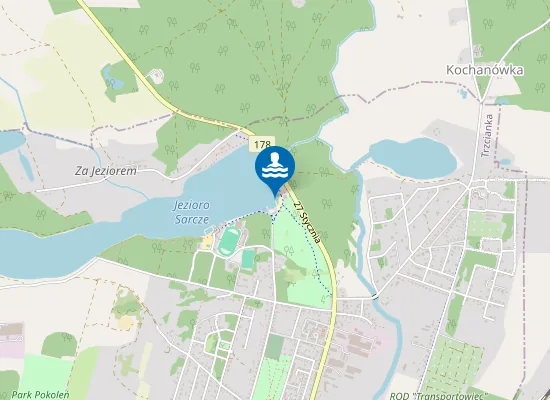 Map of Kąpielisko Stara Plaża w Trzciance - jezioro Sarcze
