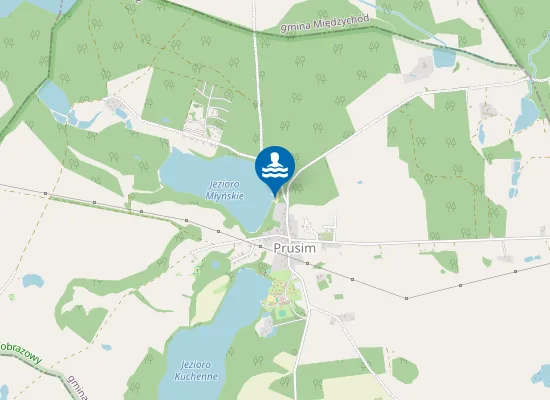 Map of KĄPIELISKO NA JEZIORZE MŁYŃSKIM W PRUSIMIU