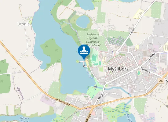 Map of KĄPIELISKO USYTUOWANE PRZY UL. SZARYCH SZEREGÓW W MYŚLIBORZU