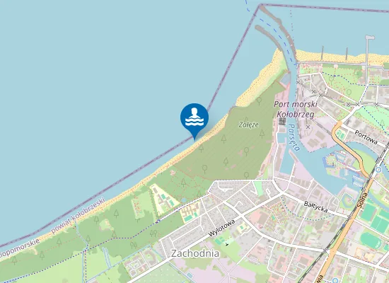 Map of KĄPIELISKO MORSKIE KOŁOBRZEG ZACHÓD PLAŻA WOJSKOWA