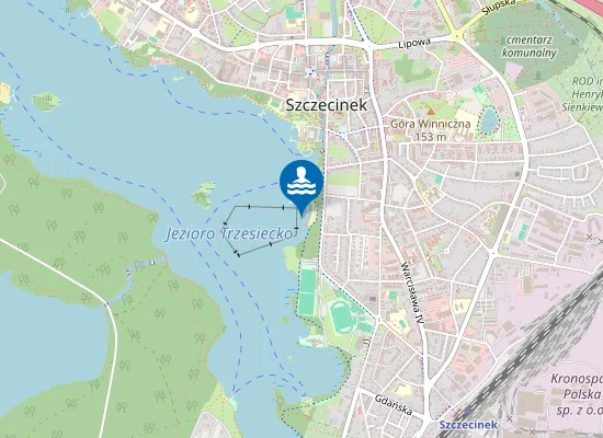 Map of KĄPIELISKO NR 1 - NAD JEZ. TRZESIECKO PRZY UL. MICKIEWICZA PLAŻA MIEJSKA