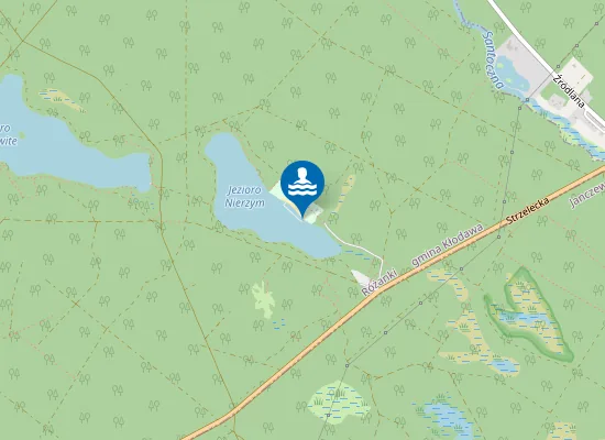 Map of KĄPIELISKO NA JEZIORZE NIERZYM - RÓŻANKI, GMINA KŁODAWA