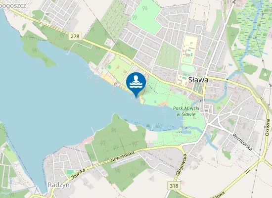 Map of KĄPIELISKO NA JEZIORZE SŁAWSKIM ORGANIZOWANE PRZEZ SŁAWSKIE CENTRUM KULTURY I WYPOCZYNKU W SŁAWIE