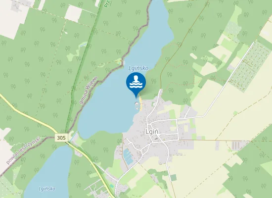 Map of KĄPIELISKO STRZEŻONE W MIEJSCOWOŚCI LGIŃ NAD JEZIOREM LGIŃSKO LGIŃ DUŻY