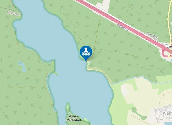 Map of Kąpielisko na wodach jeziora Drwęckiego w miejscowości Wałdowo