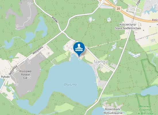 Map of Kąpielisko nad jeziorem Osuszyno przylegające do Kompleksu Wypoczynkowego Szarlota