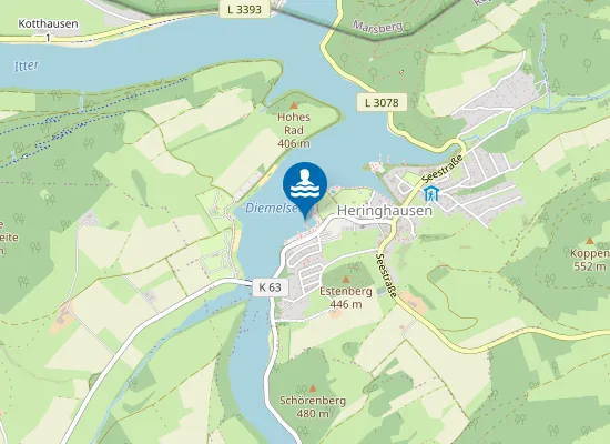 Map of DIEMELTALSPERRE STRANDBAD HERINGHAUSEN