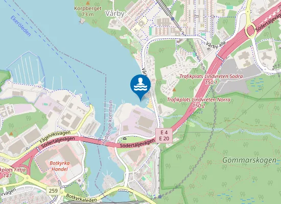 Map of Vårbyfjärden, Vårbybadet