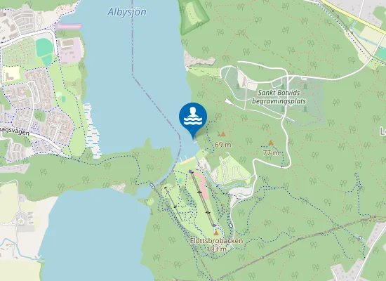 Map of Albysjön, Flottsbrobadet
