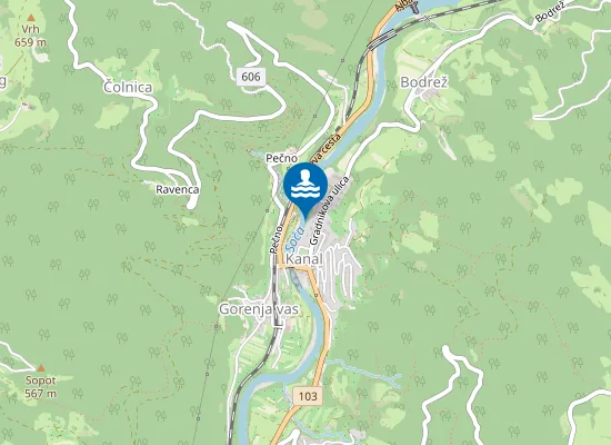 Map of Kopalno Območje Soča V Kanalu