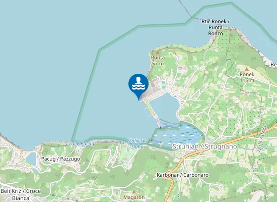 Map of Obmorsko Kopališče–Plaža Krka–Zdravilišče Strunjan
