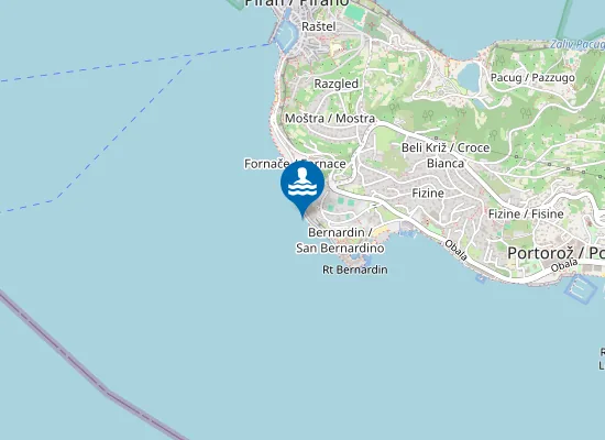 Map of Plaža Grand Hotela Bernardin