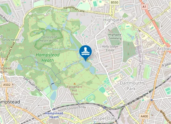 Map of Hampstead Heath (Mens Pond)