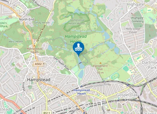 Map of Hampstead Heath (Mixed Pond)