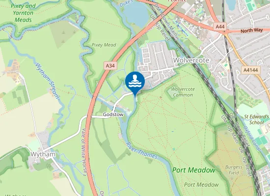 Map of Wolvercote Mill Stream