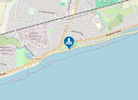 Map of Lancing, Beach Green