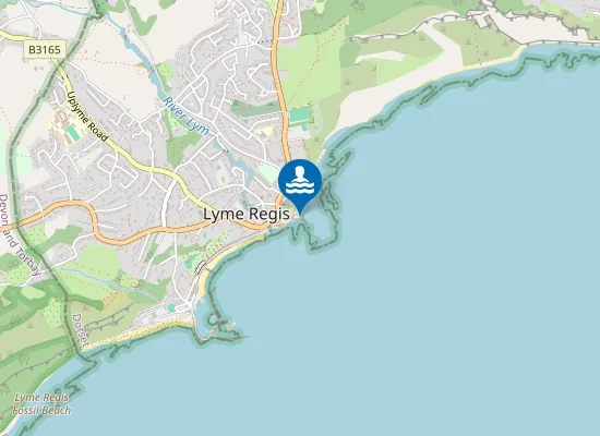 Map of Lyme Regis Church Cliff Beach