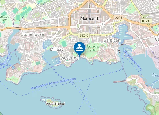 Map of Plymouth Hoe West