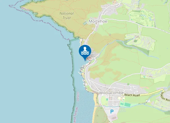 Map of Combesgate Beach, Woolacombe