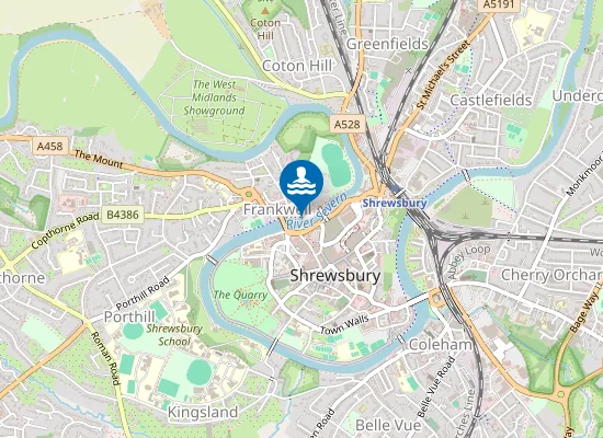 Map of River Severn in Shrewsbury