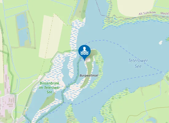 Map of TETEROWER SEE TETEROW BURGWALLINSEL