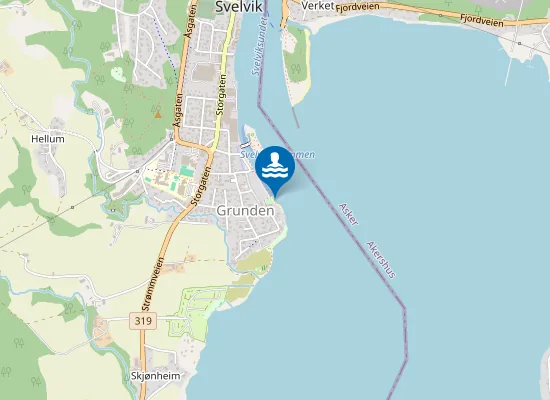 Map of Grunden badeplass