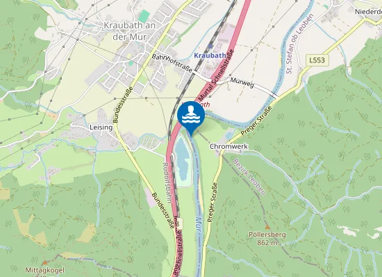 Map of Badesee Steiner, Kraubath/Mur